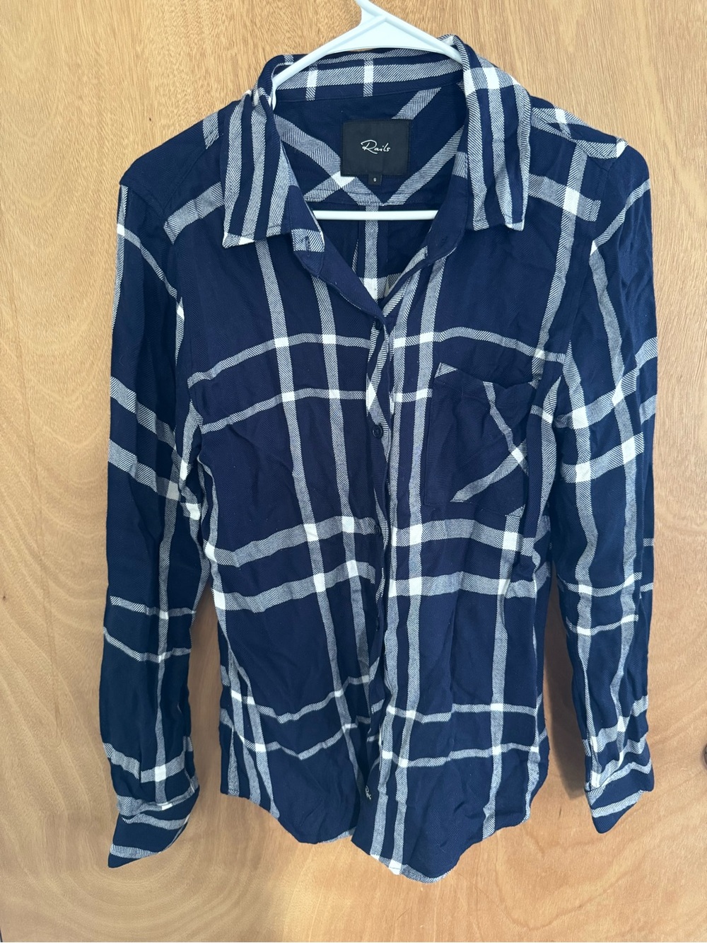 Rails Navy and White Plaid Button-Front Shirt